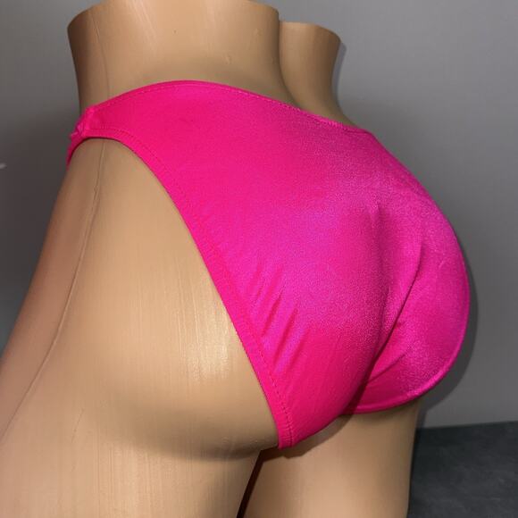 Vintage New NOS Shapes Bikini Set Women's Size 8 Neon Pink Second Skin Satin 90s - Picture 5 of 14